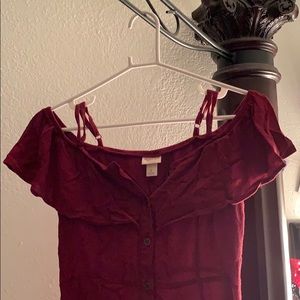 Burgundy Off the shoulder loose dress